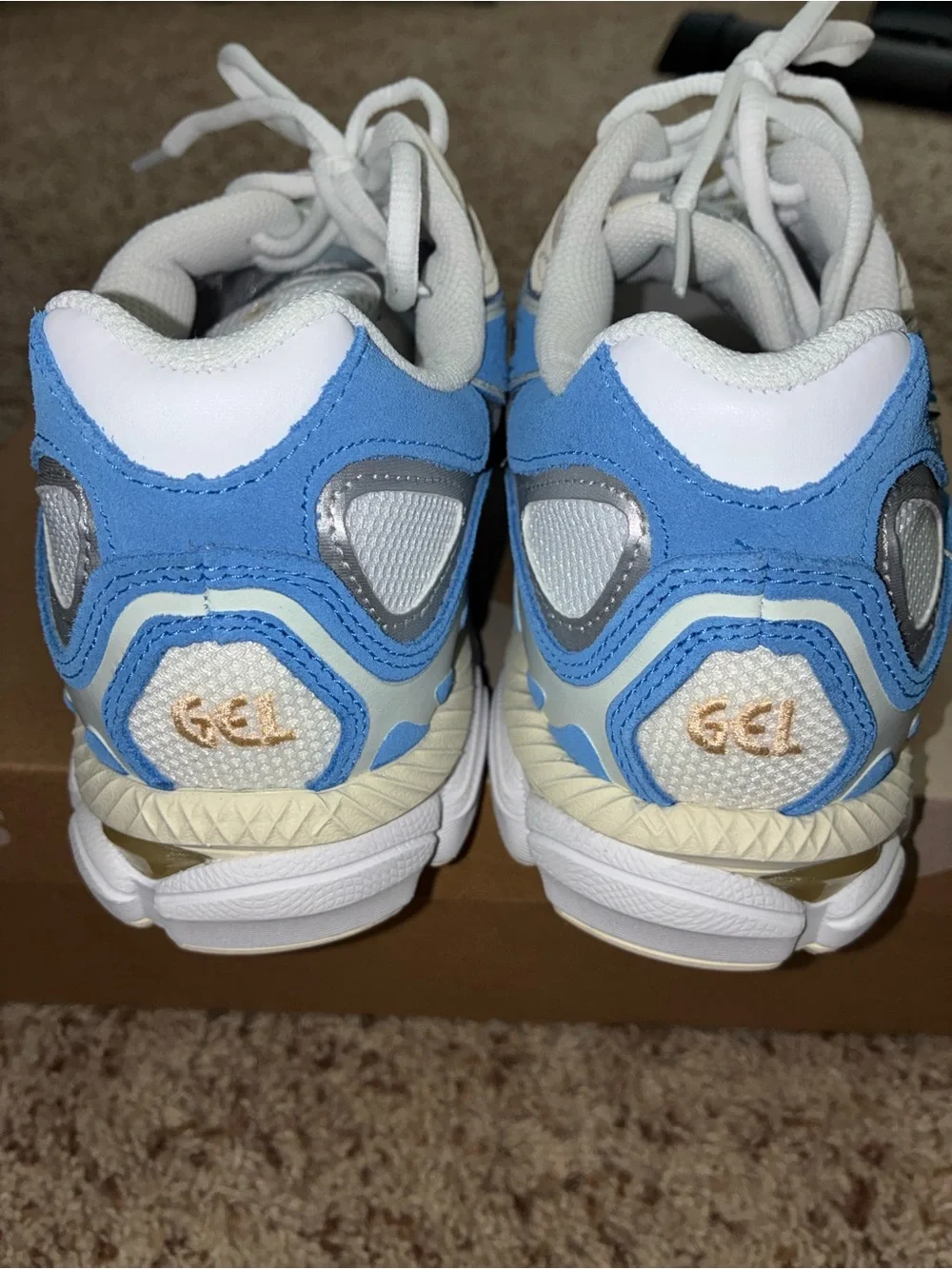 ASICS NYC-Gel Sneakers in White, Light Blue & Cream